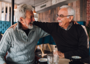 Two men having coffee